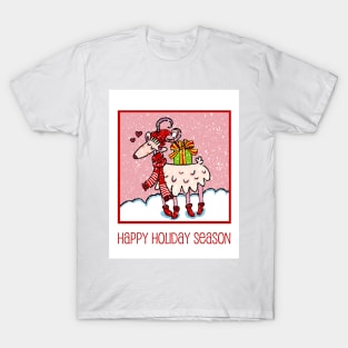 Christmas Season’s Greetings. Cute goat sending you a wish for a joyful holiday season in the snow T-Shirt